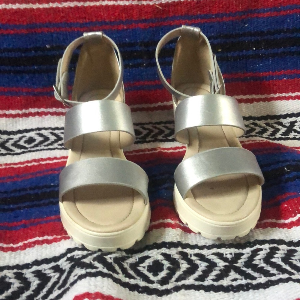 metallic sandals